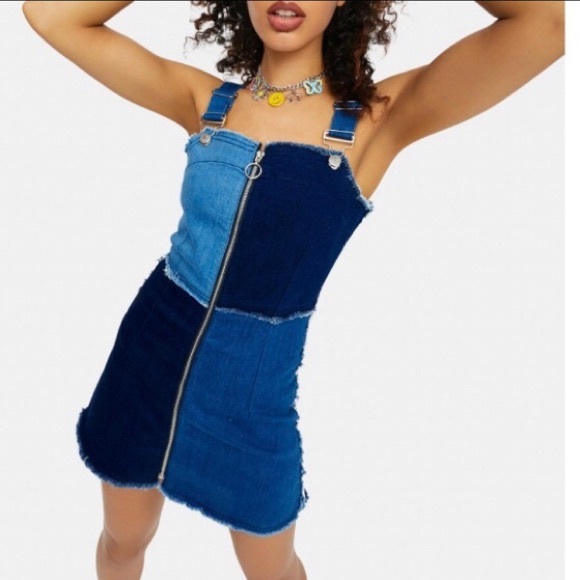 dELiA*s Dresses & Skirts - “Delia’s” for Dollskill, Denim patchwork zip front mini dress -size L